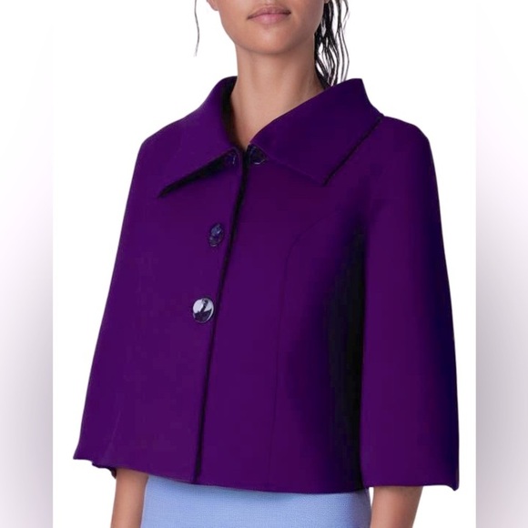 Sandro | Eggplant Purple 3/4 Sleeve Blazer Size Large Petite Office Business - Picture 1 of 10